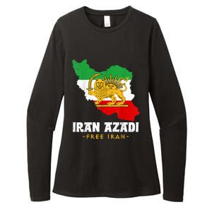 IRAN AZADI Iran Flag Map Lion Sun Sword Free Iran Revolution Womens CVC Long Sleeve Shirt