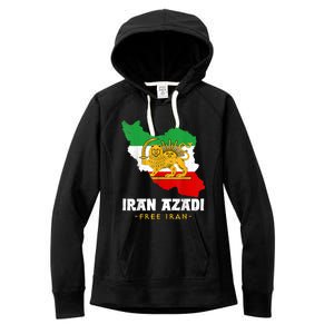 IRAN AZADI Iran Flag Map Lion Sun Sword Free Iran Revolution Women's Fleece Hoodie