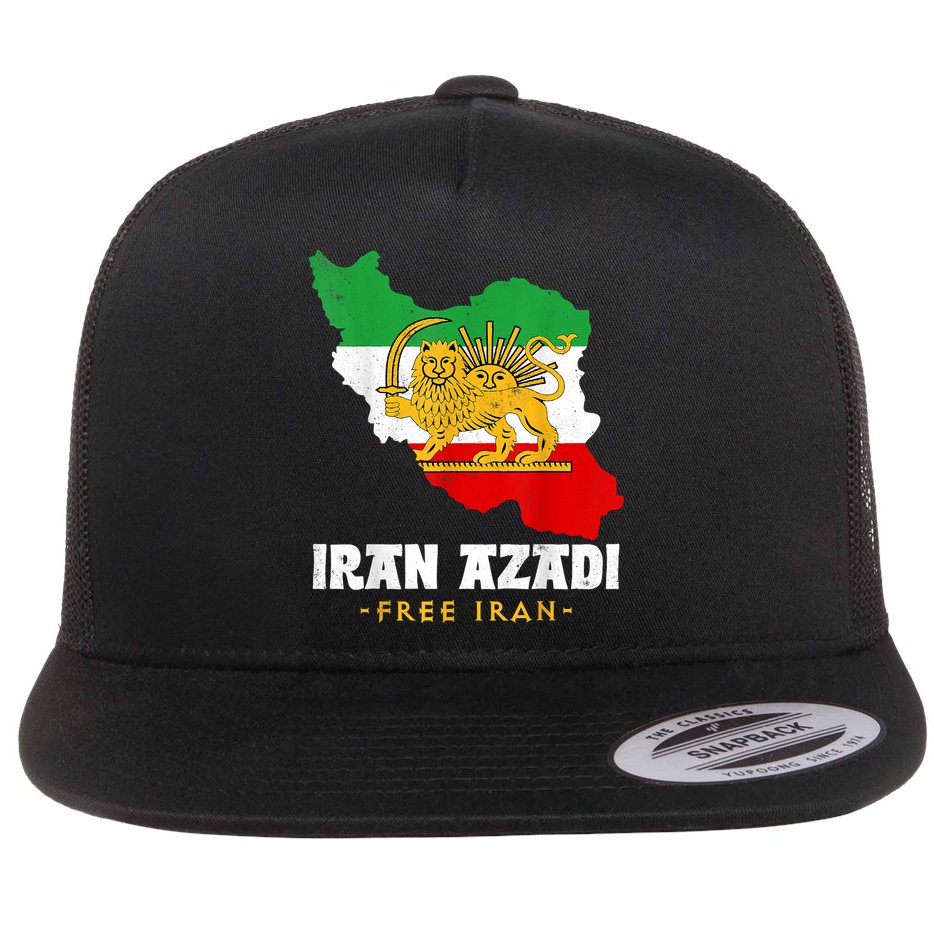 IRAN AZADI Iran Flag Map Lion Sun Sword Free Iran Revolution Flat Bill Trucker Hat