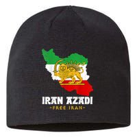 IRAN AZADI Iran Flag Map Lion Sun Sword Free Iran Revolution Sustainable Beanie