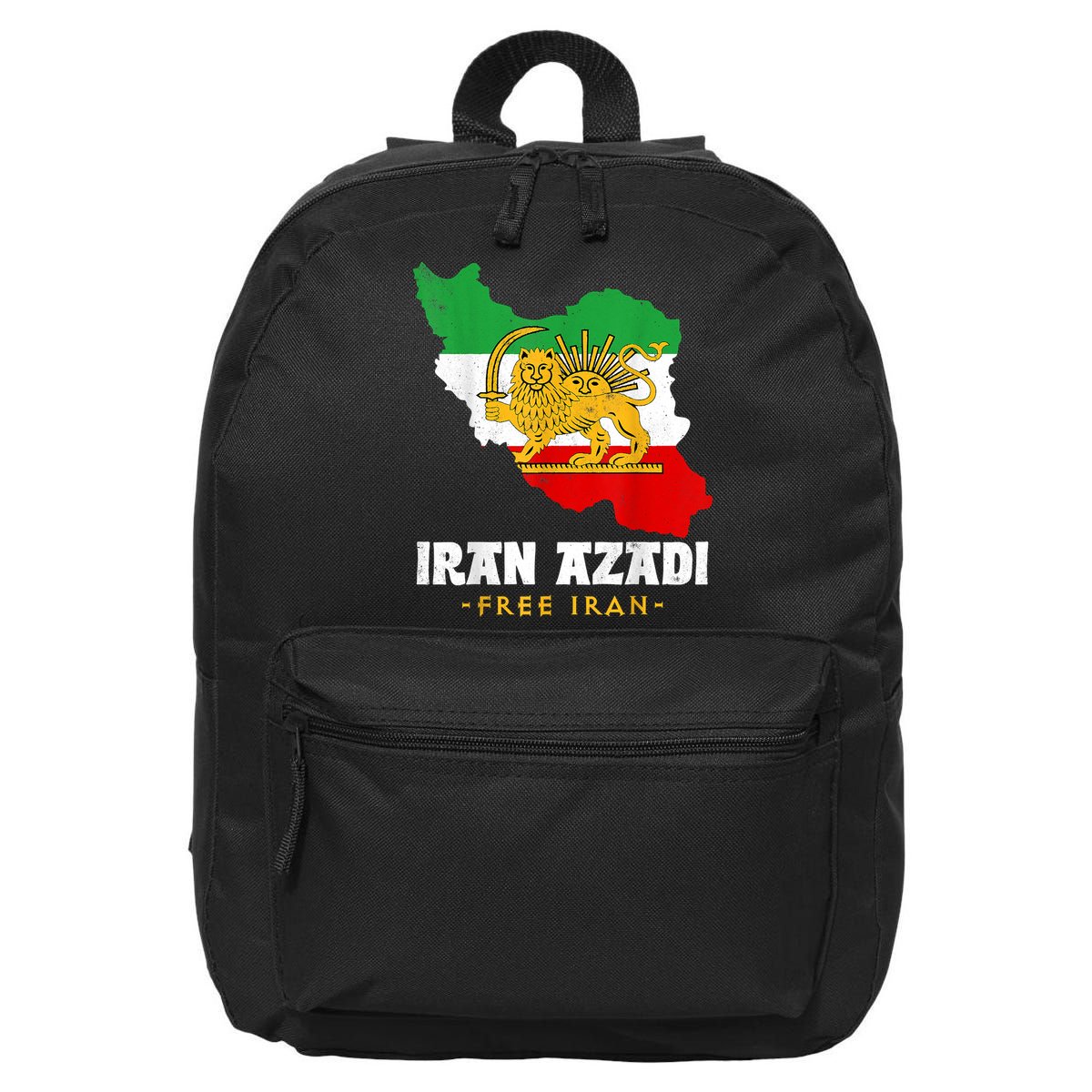 IRAN AZADI Iran Flag Map Lion Sun Sword Free Iran Revolution 16 in Basic Backpack