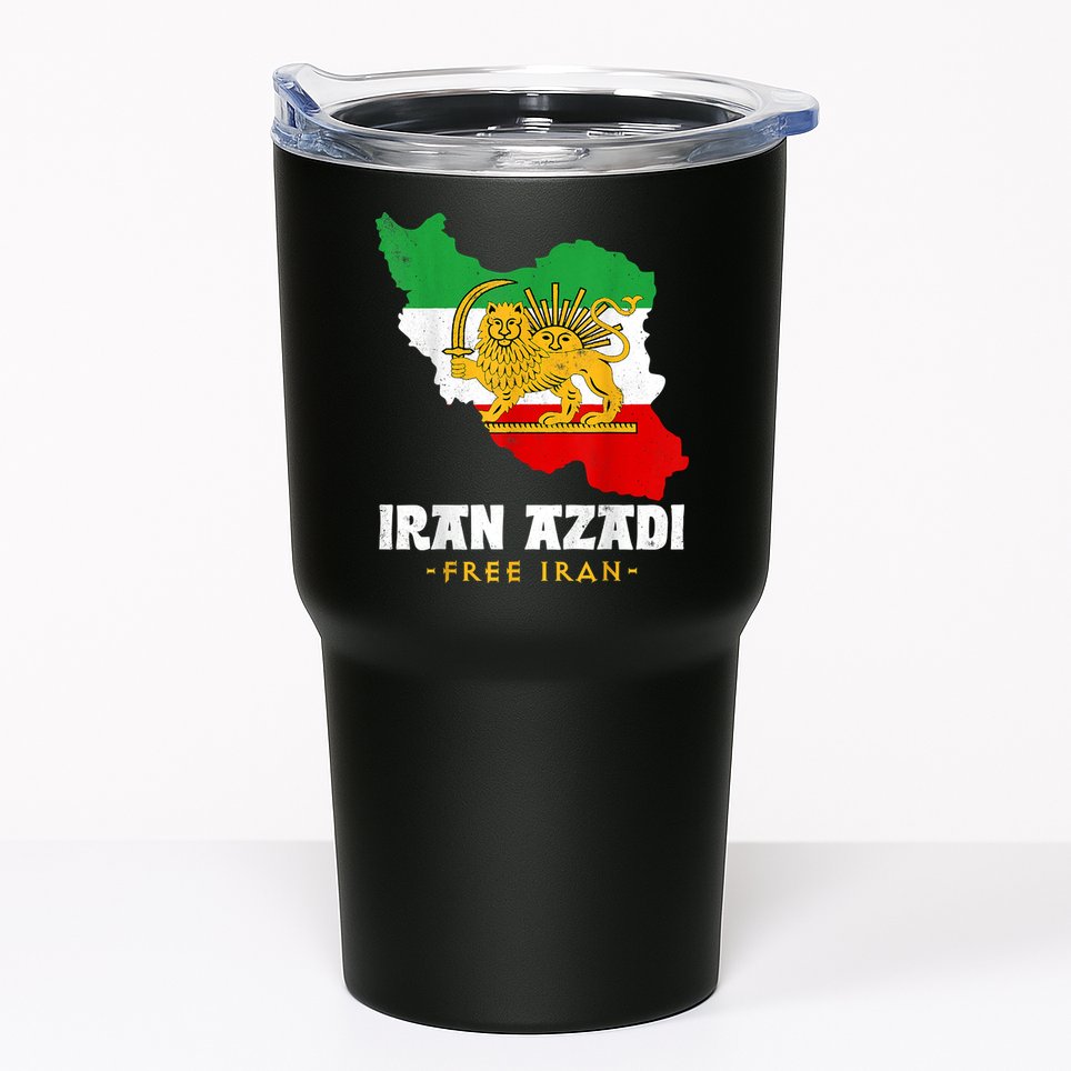 IRAN AZADI Iran Flag Map Lion Sun Sword Free Iran Revolution Tumbler