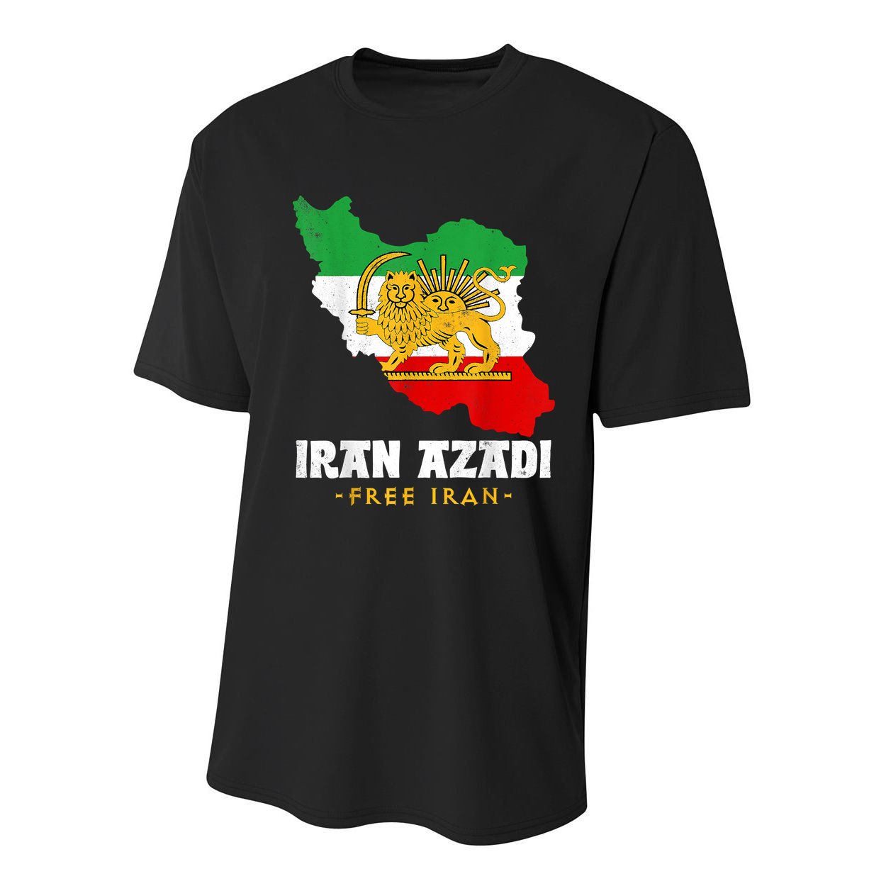 IRAN AZADI Iran Flag Map Lion Sun Sword Free Iran Revolution Youth Performance Sprint T-Shirt