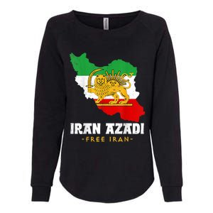 IRAN AZADI Iran Flag Map Lion Sun Sword Free Iran Revolution Womens California Wash Sweatshirt