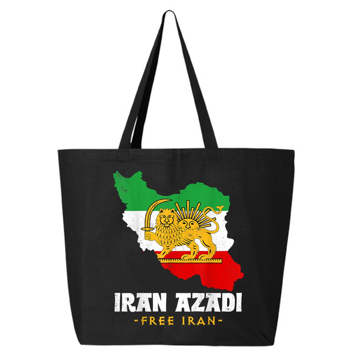 IRAN AZADI Iran Flag Map Lion Sun Sword Free Iran Revolution 25L Jumbo Tote