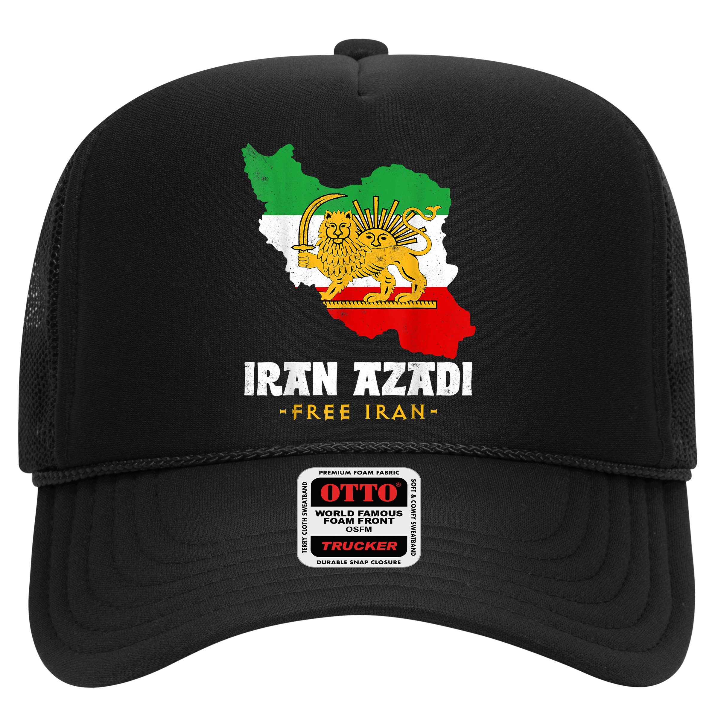 IRAN AZADI Iran Flag Map Lion Sun Sword Free Iran Revolution Hat