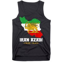 IRAN AZADI Iran Flag Map Lion Sun Sword Free Iran Revolution Tank Top