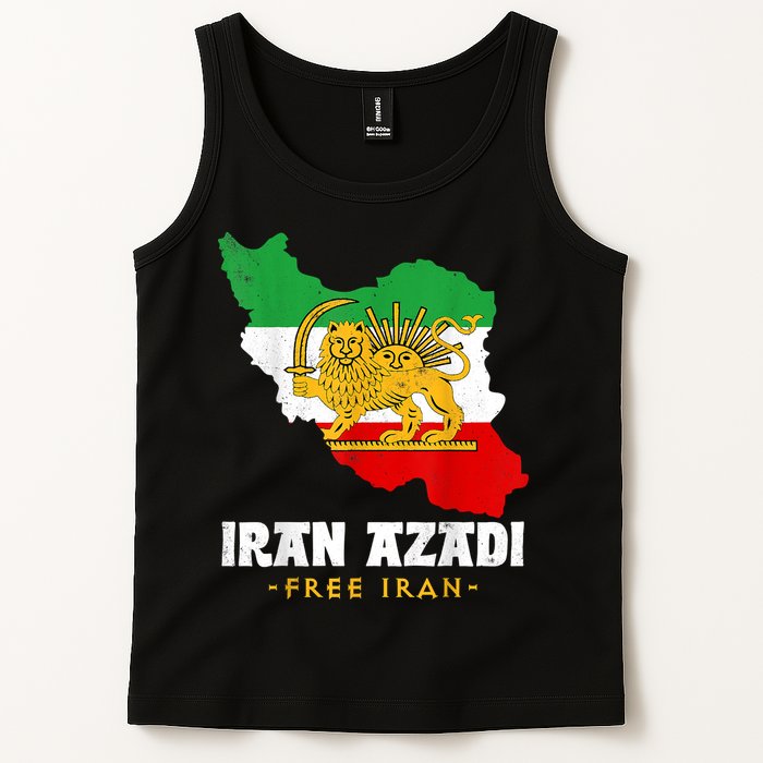 IRAN AZADI Iran Flag Map Lion Sun Sword Free Iran Revolution Tank Top