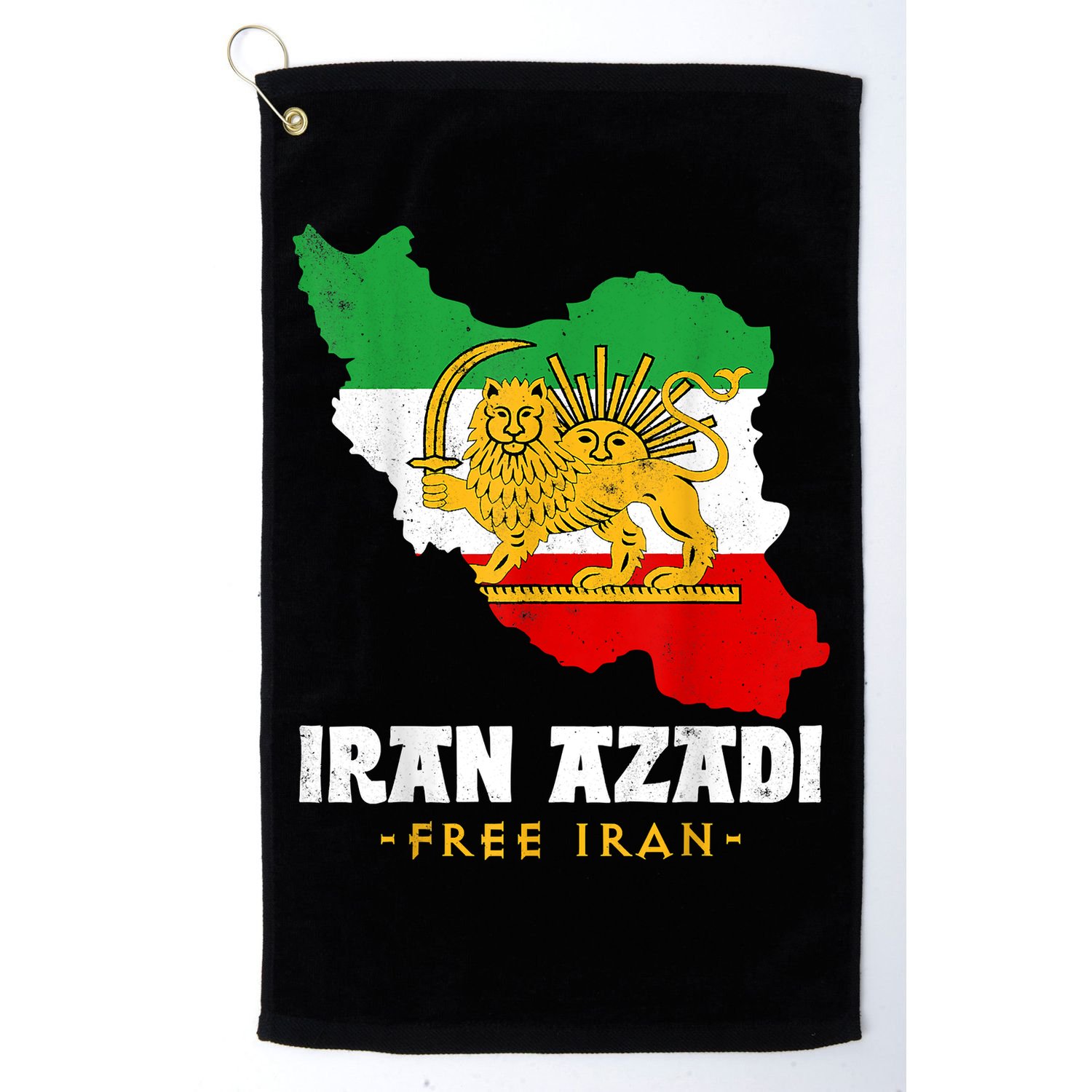IRAN AZADI Iran Flag Map Lion Sun Sword Free Iran Revolution Golf Towel