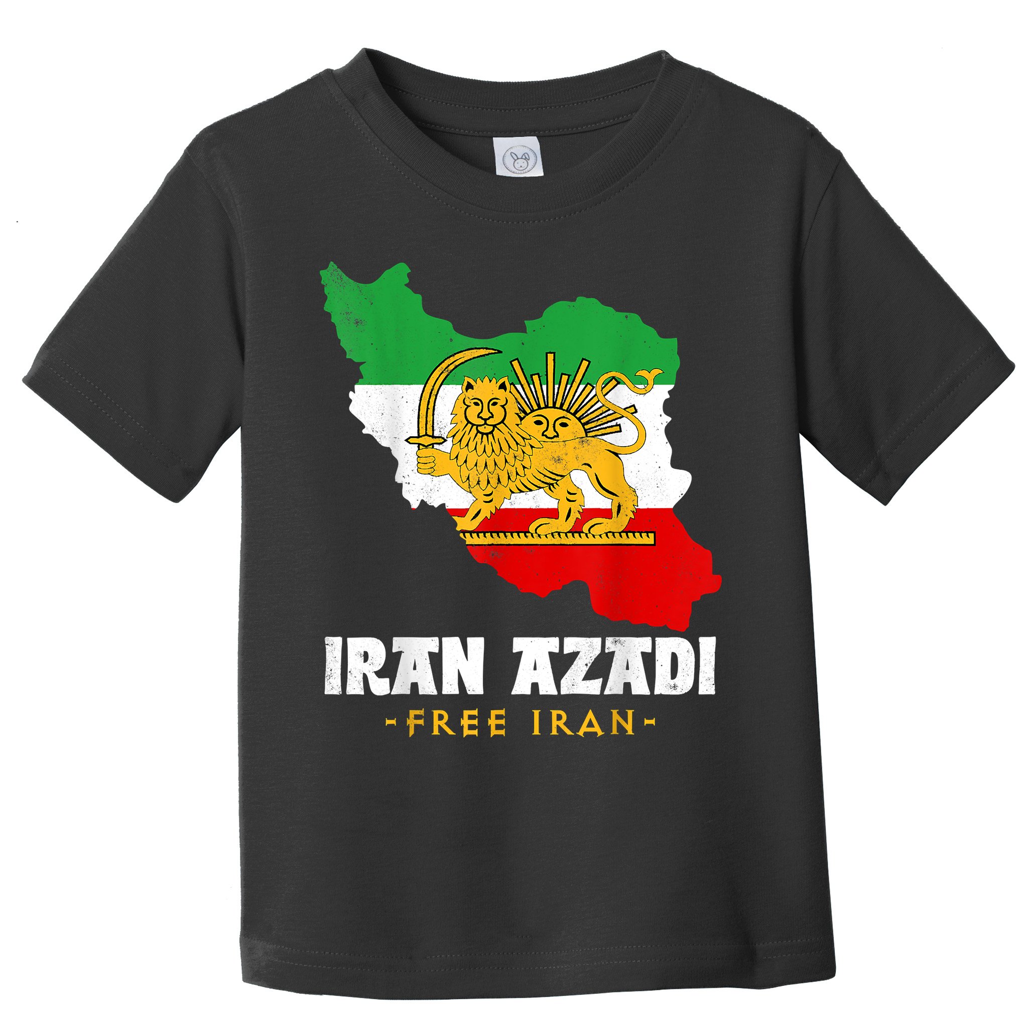 IRAN AZADI Iran Flag Map Lion Sun Sword Free Iran Revolution Toddler T-Shirt
