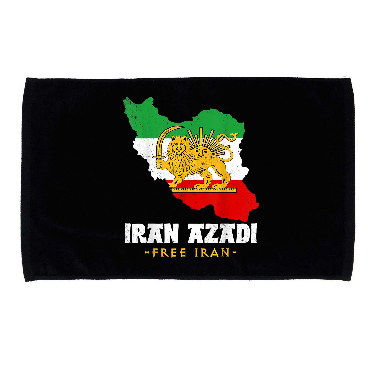 IRAN AZADI Iran Flag Map Lion Sun Sword Free Iran Revolution Microfiber Hand Towel