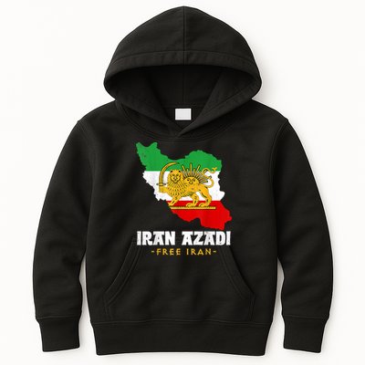 IRAN AZADI Iran Flag Map Lion Sun Sword Free Iran Revolution Kids Hoodie