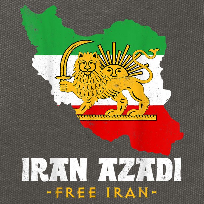 IRAN AZADI Iran Flag Map Lion Sun Sword Free Iran Revolution Cotton Canvas Backpack