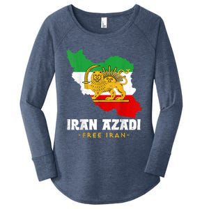 IRAN AZADI Iran Flag Map Lion Sun Sword Free Iran Revolution Women's Perfect Tri Tunic Long Sleeve Shirt