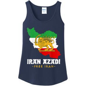 IRAN AZADI Iran Flag Map Lion Sun Sword Free Iran Revolution Ladies Essential Tank