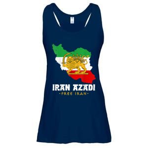 IRAN AZADI Iran Flag Map Lion Sun Sword Free Iran Revolution Ladies Essential Flowy Tank