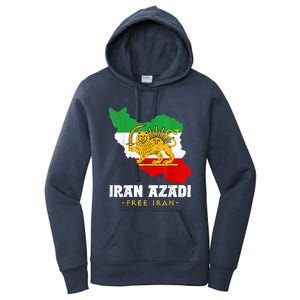 IRAN AZADI Iran Flag Map Lion Sun Sword Free Iran Revolution Women's Pullover Hoodie