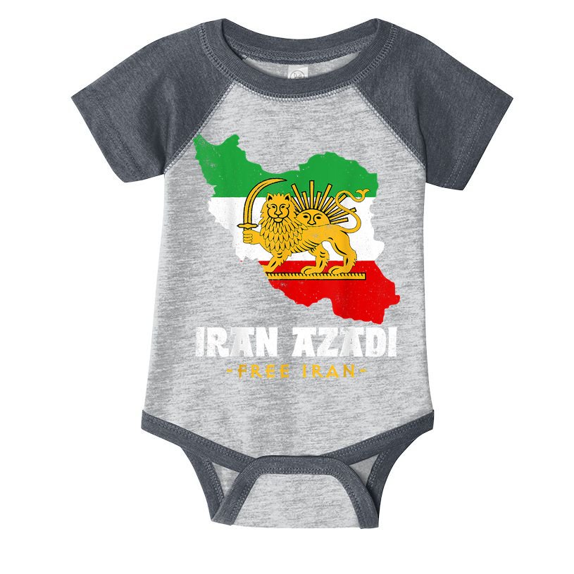 IRAN AZADI Iran Flag Map Lion Sun Sword Free Iran Revolution Infant Baby Jersey Bodysuit