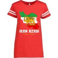 IRAN AZADI Iran Flag Map Lion Sun Sword Free Iran Revolution Enza Ladies Jersey Football T-Shirt