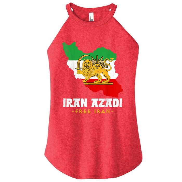 IRAN AZADI Iran Flag Map Lion Sun Sword Free Iran Revolution Women's Perfect Tri Rocker Tank