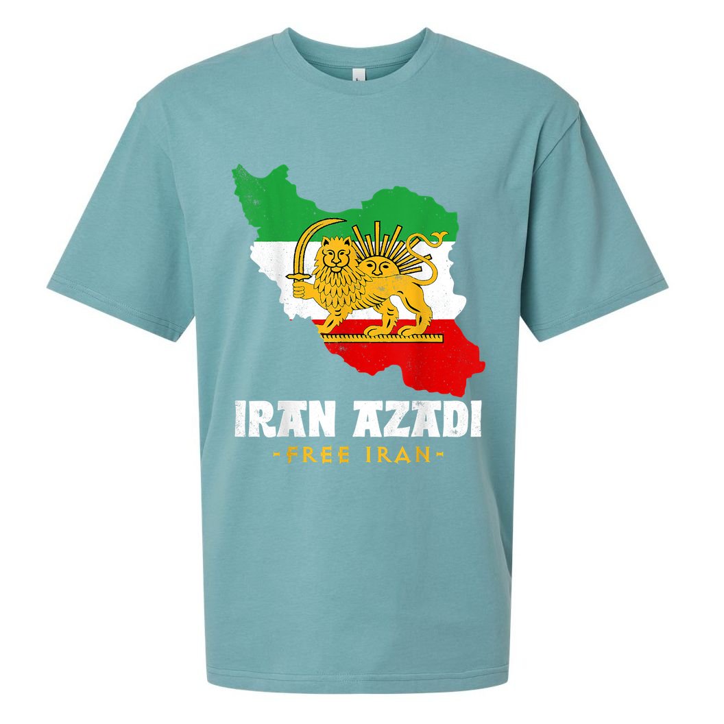 IRAN AZADI Iran Flag Map Lion Sun Sword Free Iran Revolution Sueded Cloud Jersey T-Shirt