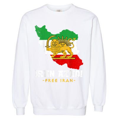IRAN AZADI Iran Flag Map Lion Sun Sword Free Iran Revolution Garment-Dyed Sweatshirt