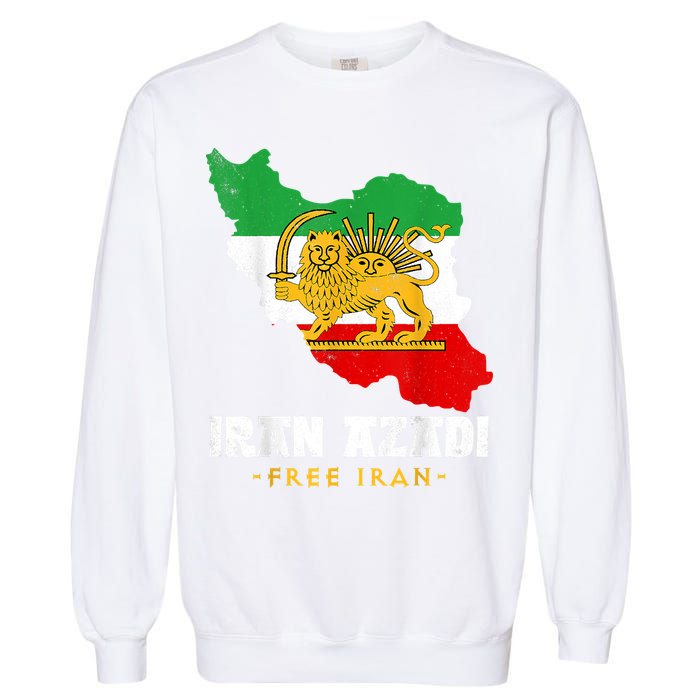 IRAN AZADI Iran Flag Map Lion Sun Sword Free Iran Revolution Garment-Dyed Sweatshirt