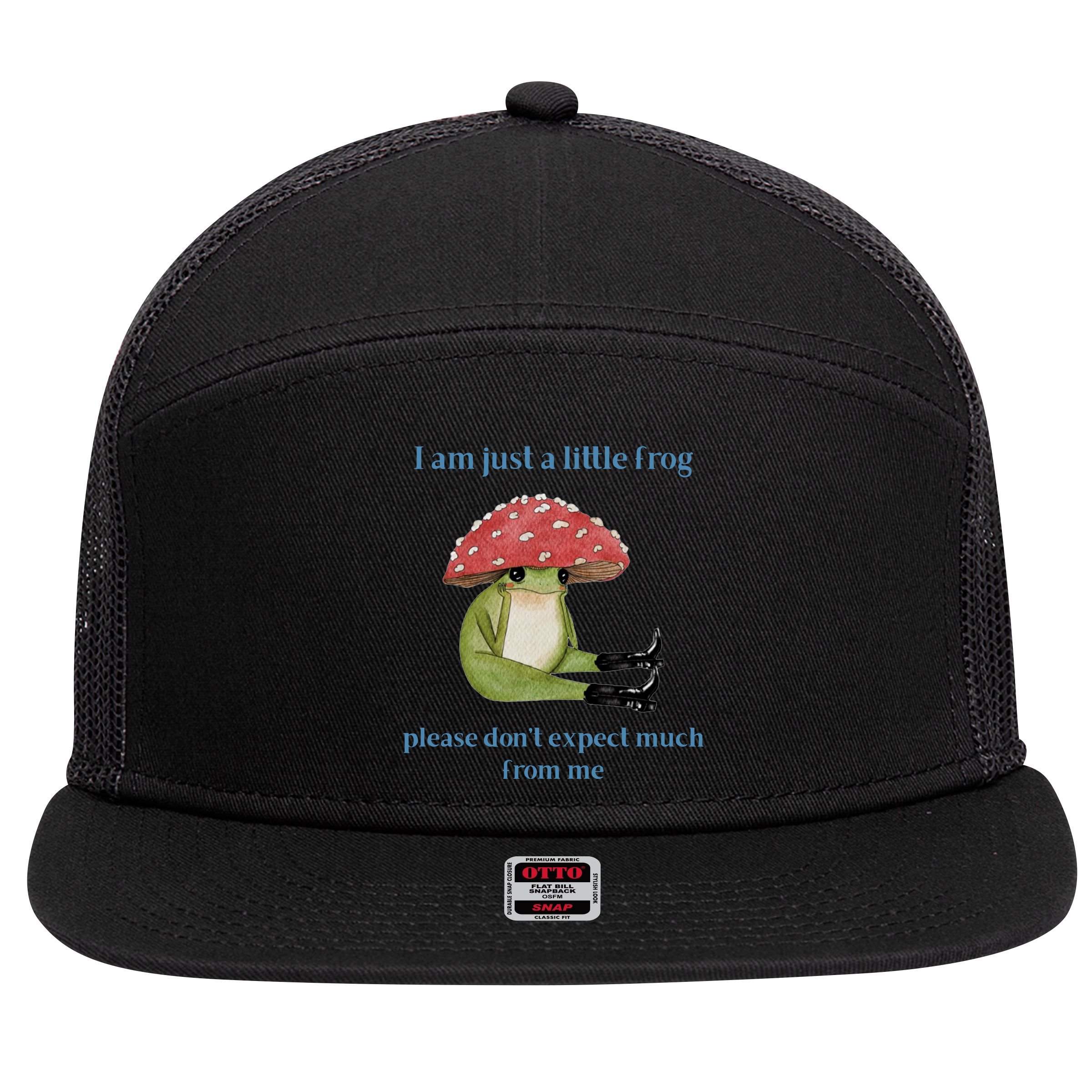 I Am Just A Little Frog Dont Expect Much Cute Cartoon 7 Panel Mesh Trucker Snapback Hat