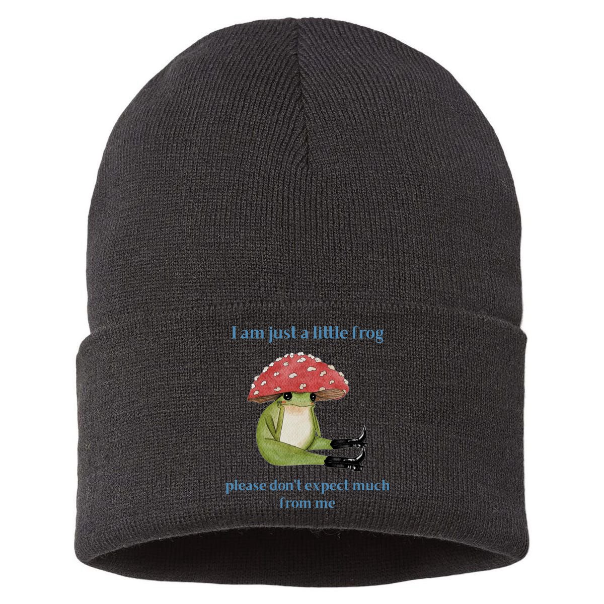 I Am Just A Little Frog Dont Expect Much Cute Cartoon Sustainable Knit Beanie