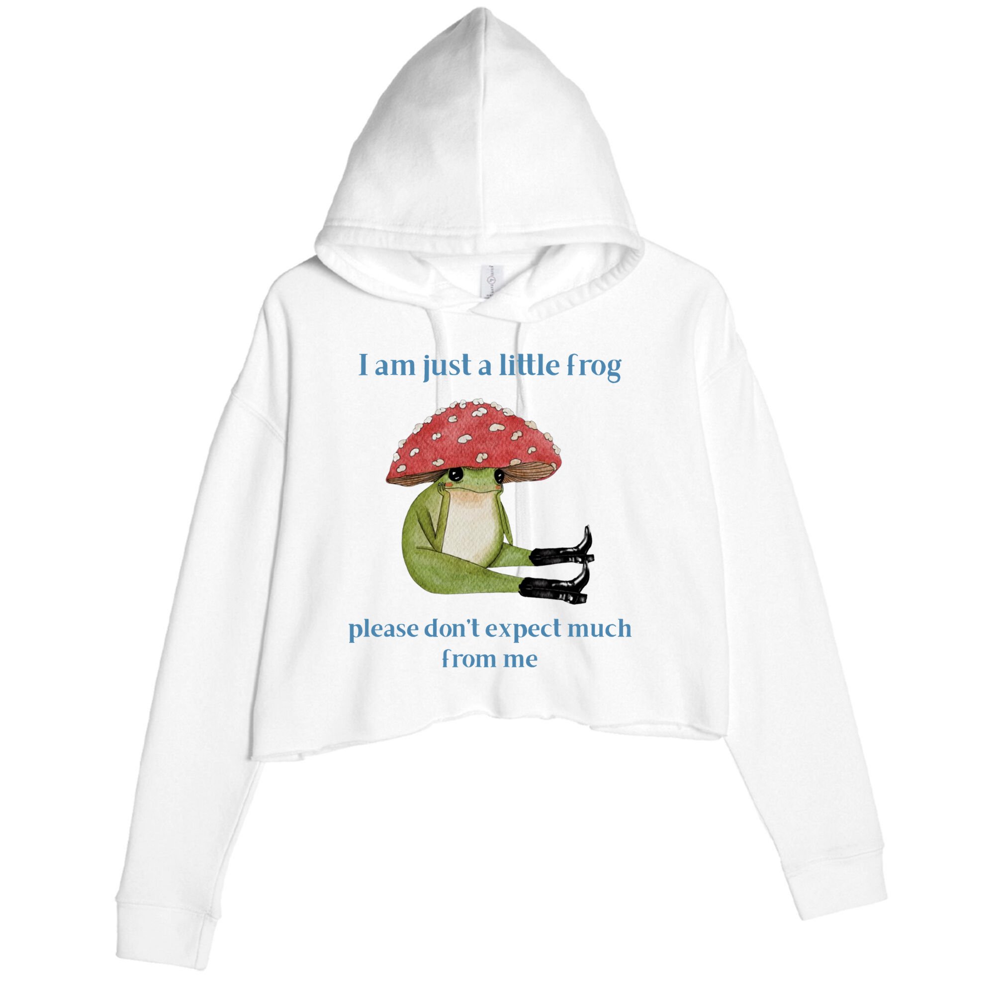 I Am Just A Little Frog Dont Expect Much Cute Cartoon Crop Fleece Hoodie