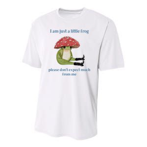 I Am Just A Little Frog Dont Expect Much Cute Cartoon Youth Performance Sprint T-Shirt