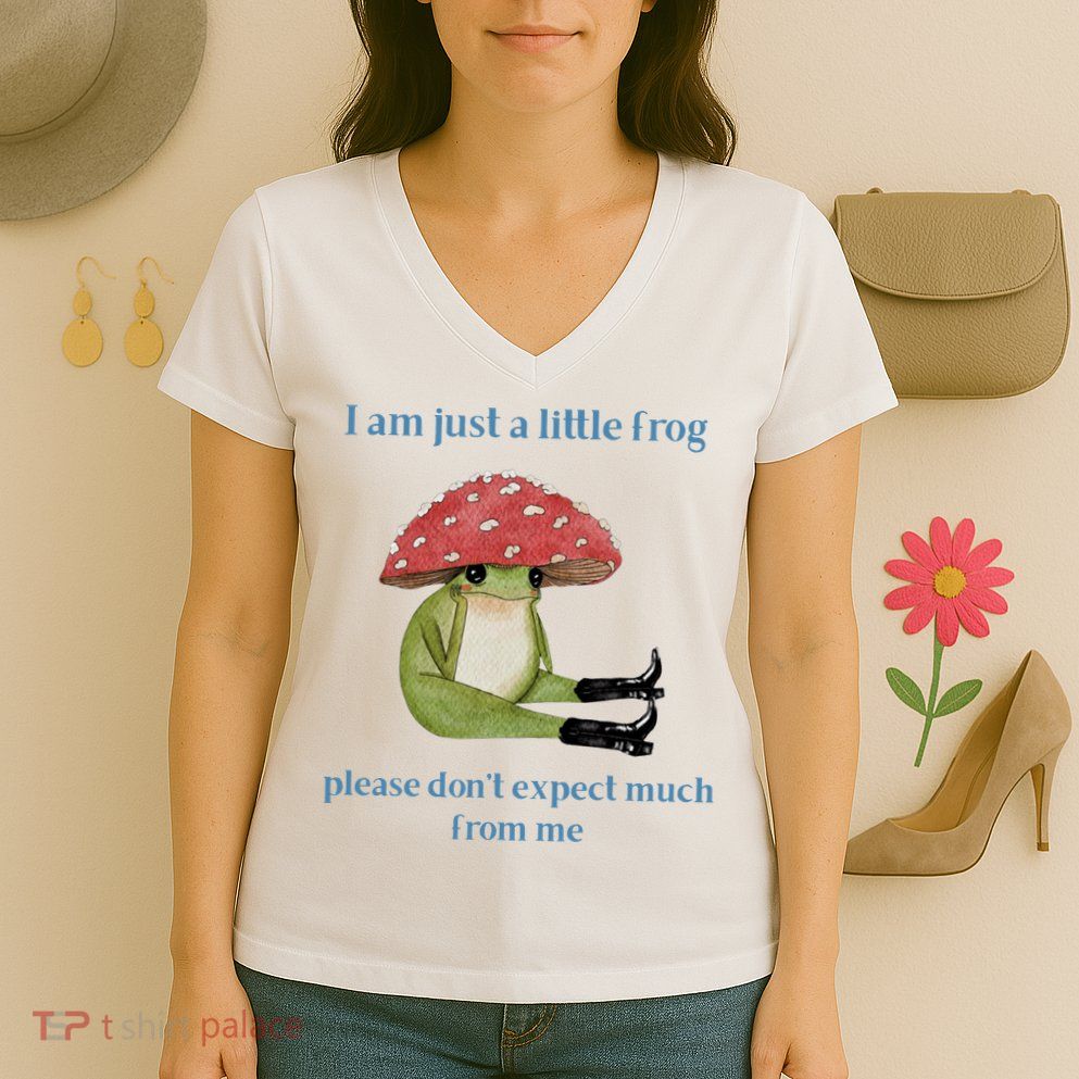 I Am Just A Little Frog Dont Expect Much Cute Cartoon Women's V-Neck T-Shirt