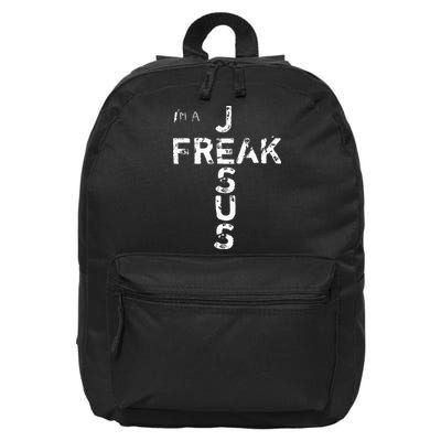 I'm A JESUS FREAK Faith, God, Cross, Christian Jesus4m3 16 in Basic Backpack