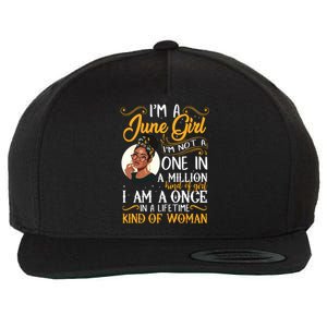 Im A June Girl Black Women Gemini Wool Snapback Cap