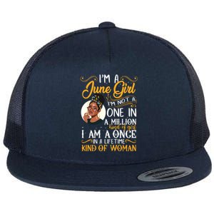 Im A June Girl Black Women Gemini Flat Bill Trucker Hat