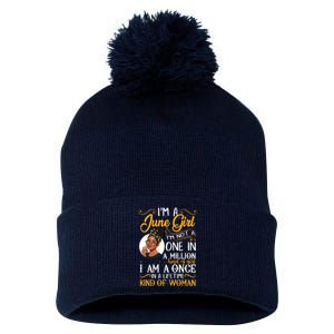 Im A June Girl Black Women Gemini Pom Pom 12in Knit Beanie