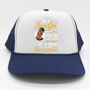 Im A June Girl Black Women Gemini Trucker Hat