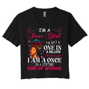 I'm A June Birthday African American Black Wo Women's Crop Top Tee