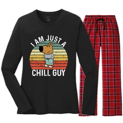 I Am Just A Chill Guy Chillguy Fun Meme Chillin Women's Long Sleeve Flannel Pajama Set 