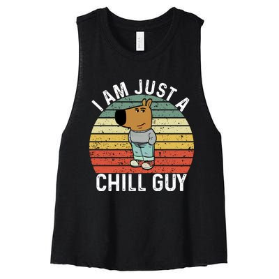 I Am Just A Chill Guy Chillguy Fun Meme Chillin Women's Racerback Cropped Tank