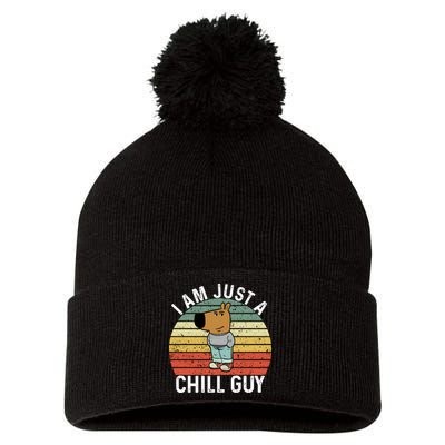 I Am Just A Chill Guy Chillguy Fun Meme Chillin Pom Pom 12in Knit Beanie