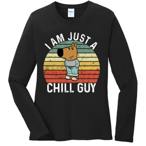 I Am Just A Chill Guy Chillguy Fun Meme Chillin Ladies Long Sleeve Shirt