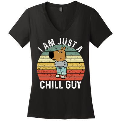 I Am Just A Chill Guy Chillguy Fun Meme Chillin Women's V-Neck T-Shirt
