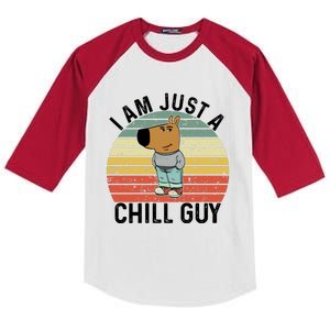 I Am Just A Chill Guy Chillguy Fun Meme Chillin Kids Colorblock Raglan Jersey