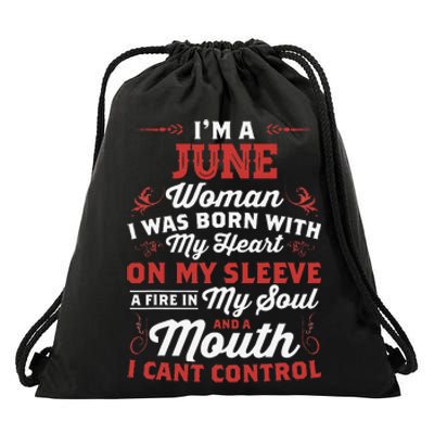 I'm A June Wo Queen Born In June Drawstring Bag