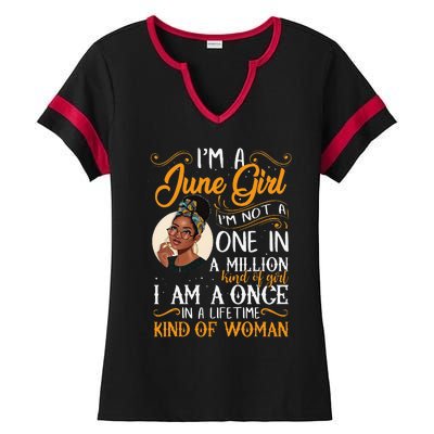 I'm A June Black Wo Gemini Ladies Halftime Notch Neck Tee