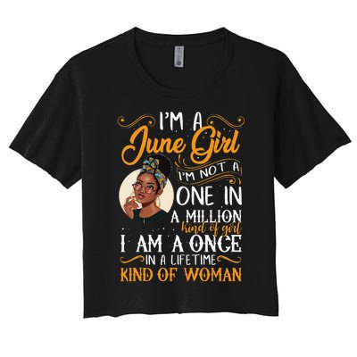 I'm A June Black Wo Gemini Women's Crop Top Tee