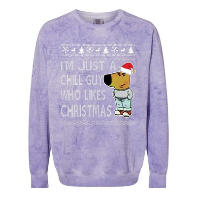 I Am Just A Chill Guy Who Likes Christmas Chillguy Funny Ugly Christmas Colorblast Crewneck Sweatshirt