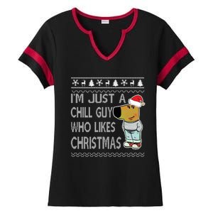 I Am Just A Chill Guy Who Likes Christmas Chillguy Funny Ugly Christmas Ladies Halftime Notch Neck Tee