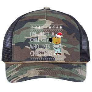 I Am Just A Chill Guy Who Likes Christmas Chillguy Funny Ugly Christmas Retro Rope Trucker Hat Cap